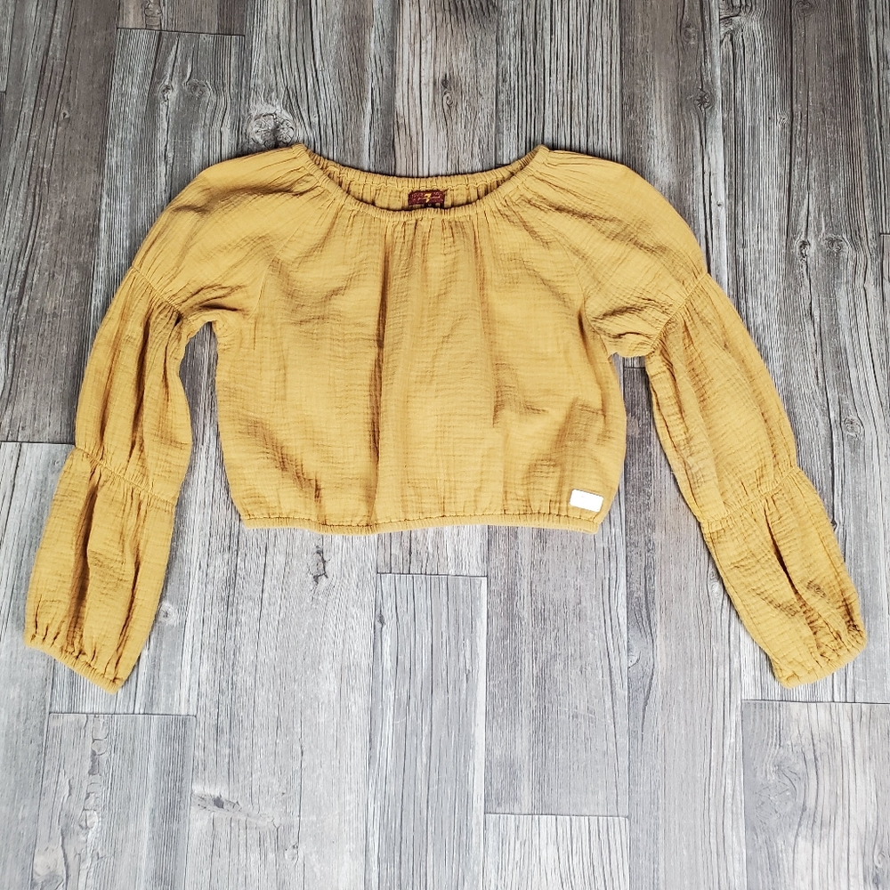 7 For All Mankind Womens Long Sleeve Crop Top